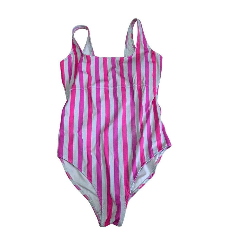 Fabletics Woman's Pink and White Striped One-Piece Swimsuit